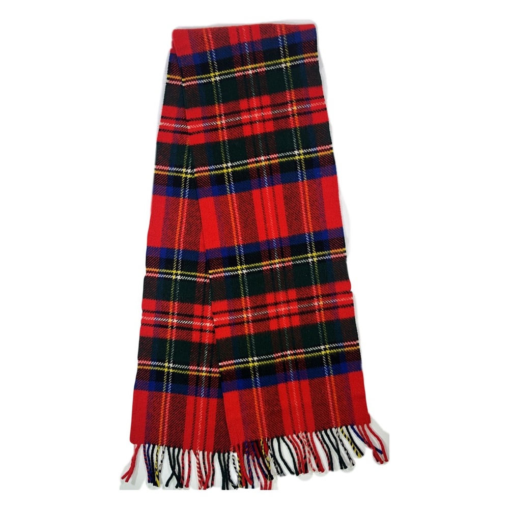 Lands End Stewart Royal Tartan Plaid Wool Scarf